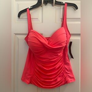 La Blanca Pink Ruched Bustier Tank Top
